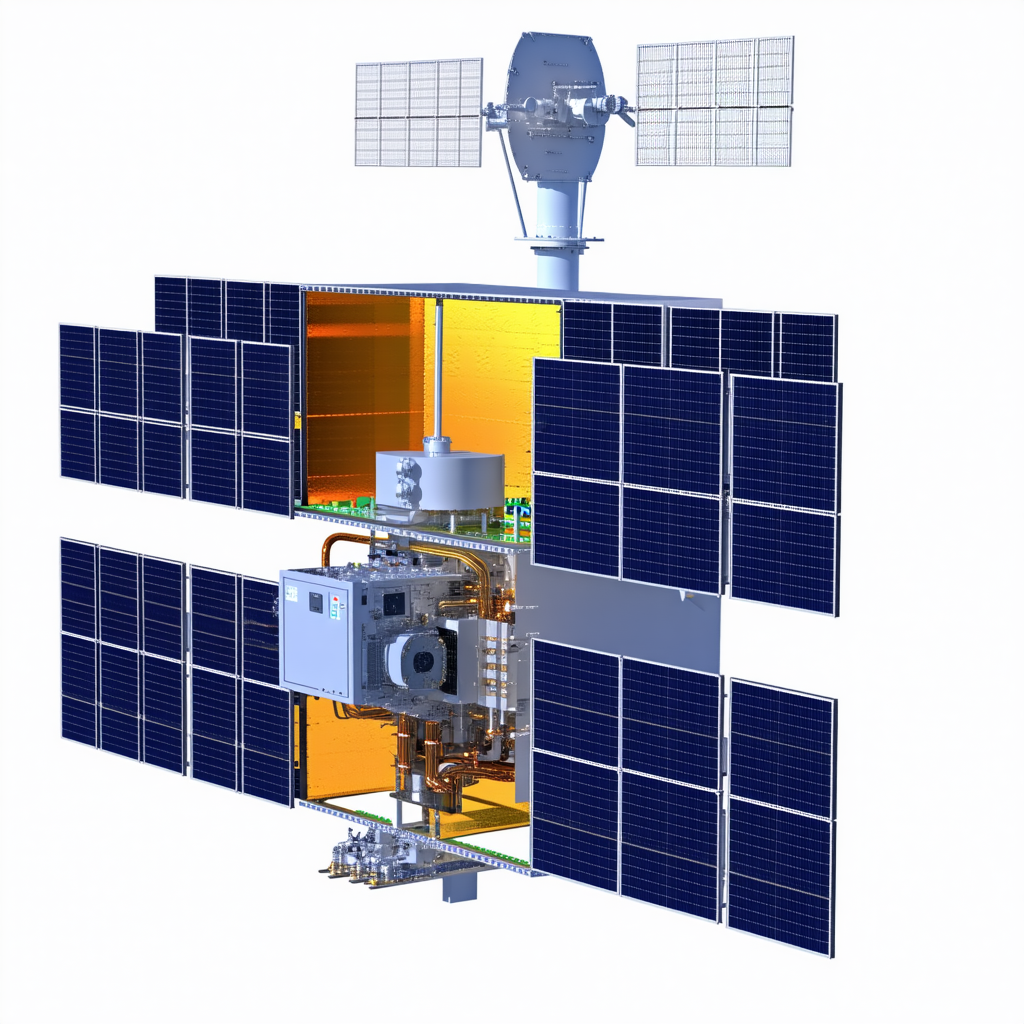 A Space Station Is Shown In A White And Blue Color Scheme