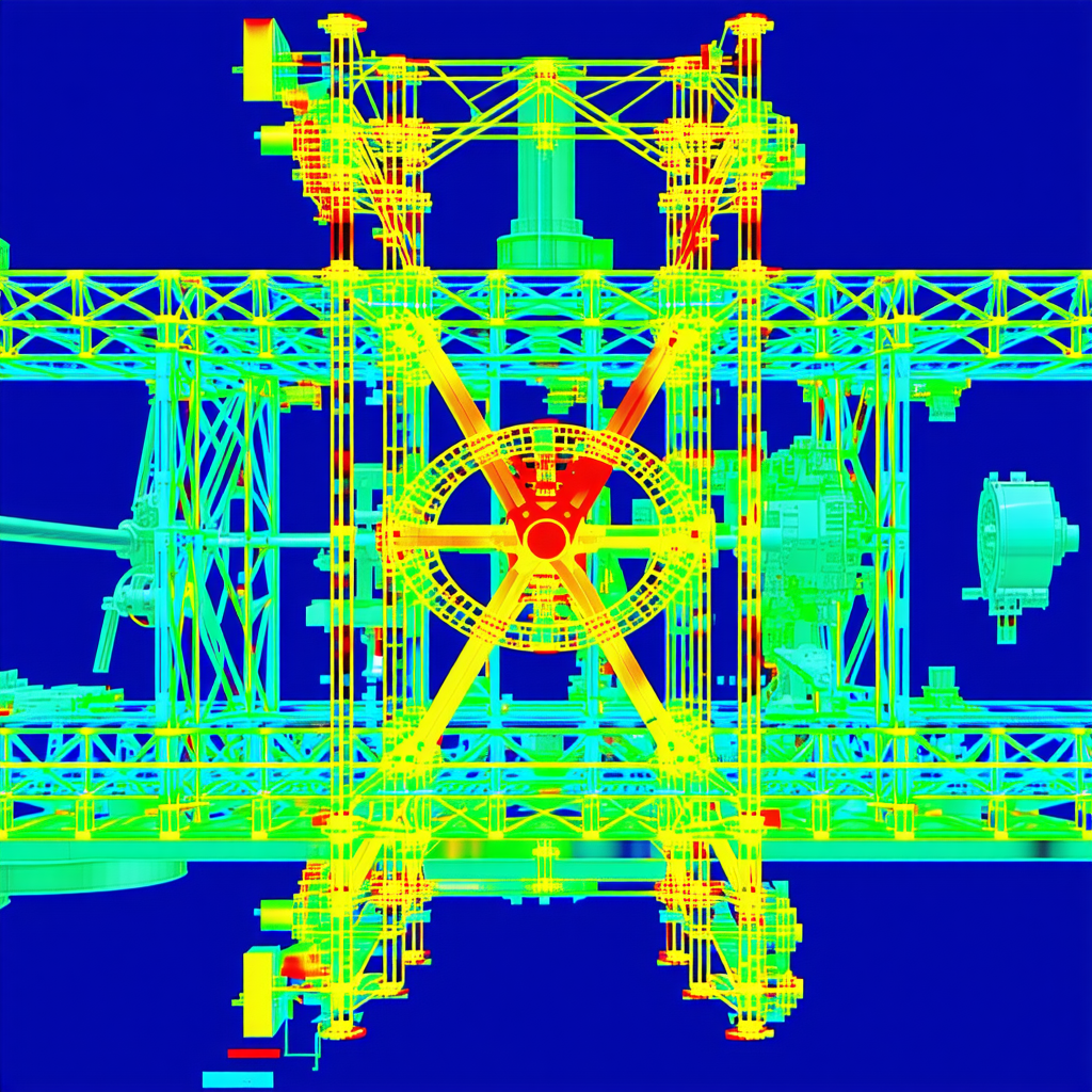 The Image Is A 3d Model Of A Large Machine, Possibly A Crane Or A Large Piece Of Machinery