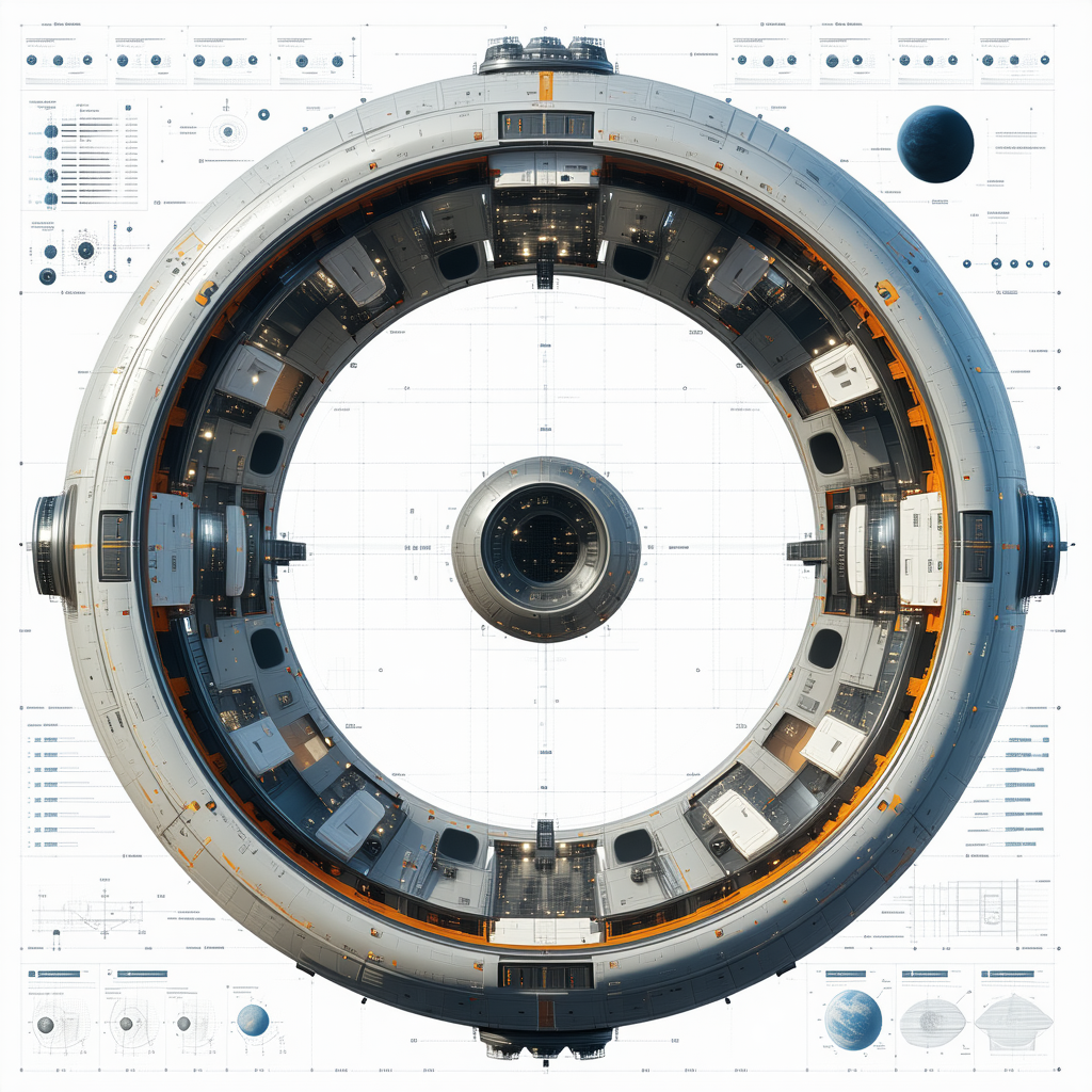 A Large, Futuristic Spacecraft Is Shown In A Detailed