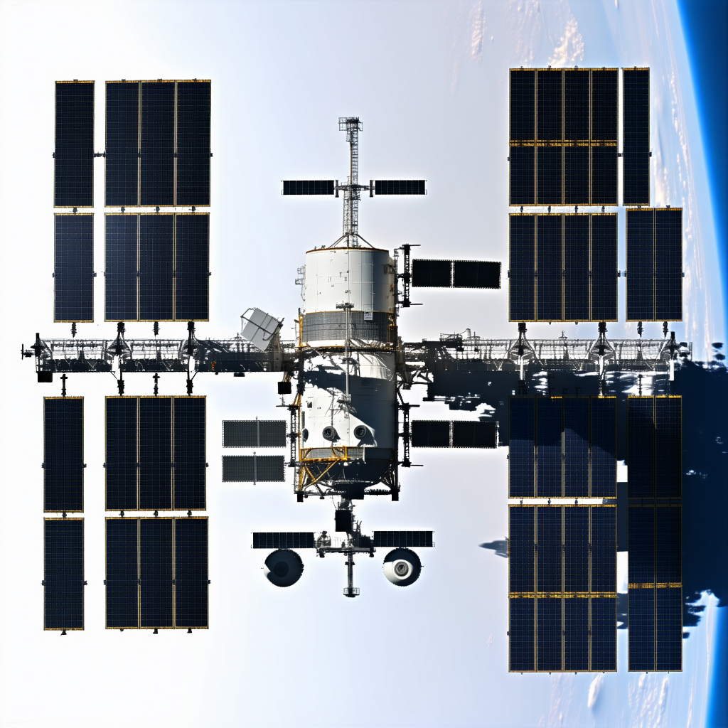 A Space Shuttle With A Large Satellite On Top Of It