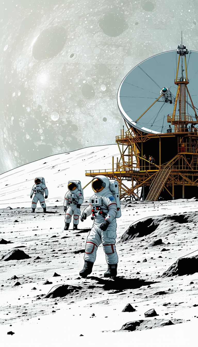 In The Image, There Are Three Astronauts Standing On The Moon