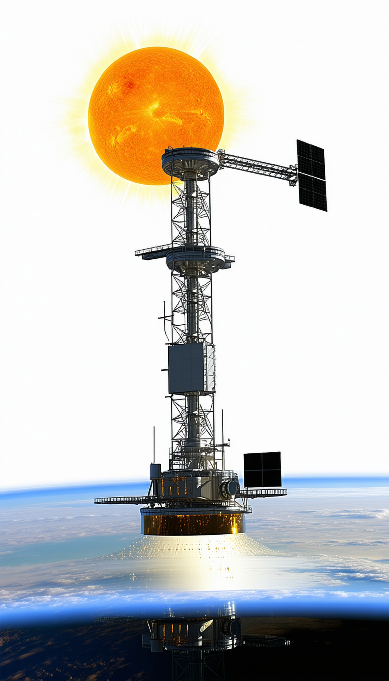 A Large Tower With A Satellite Dish On Top Is Shown In The Image