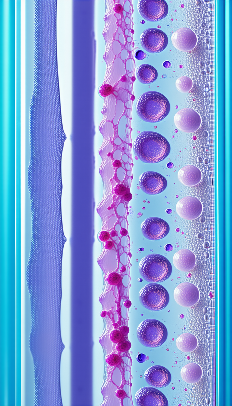 A Purple And Blue Tube With A Series Of Purple And Pink Bubbles Inside