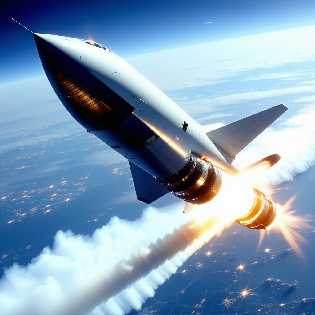 A Rocket Is Seen In The Sky, With Its Tail End Visible