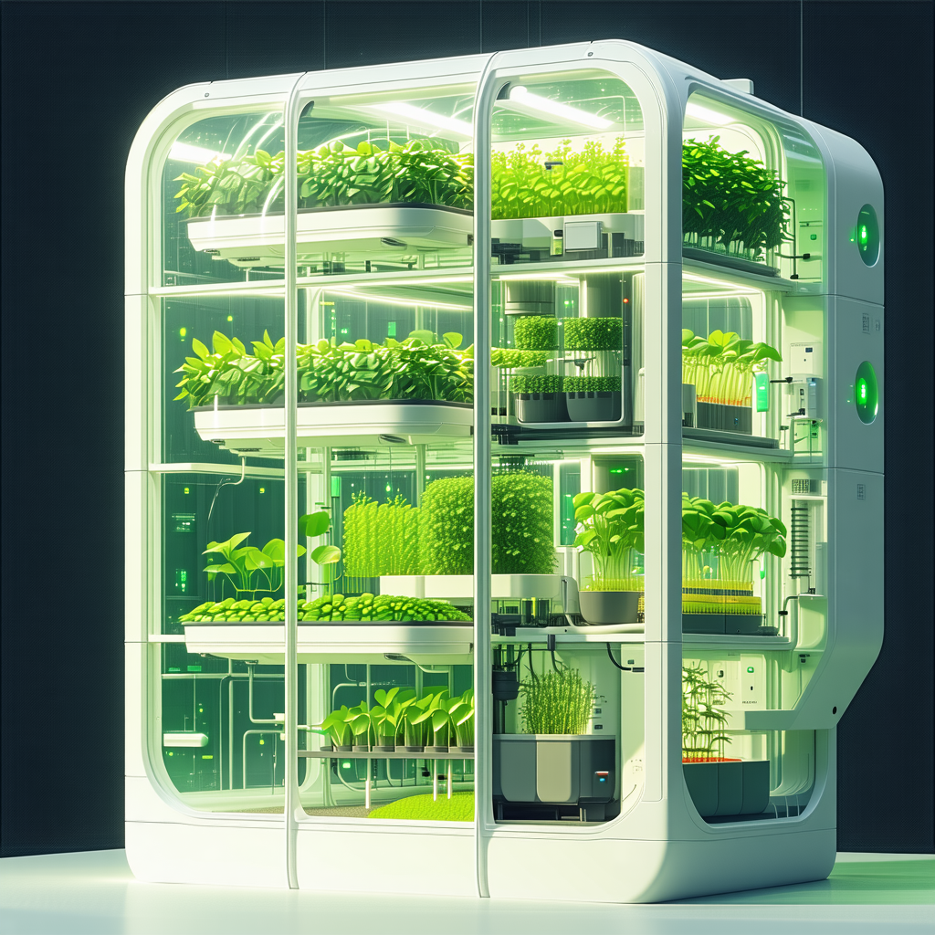 A Large, White, And Green Box Filled With Various Plants