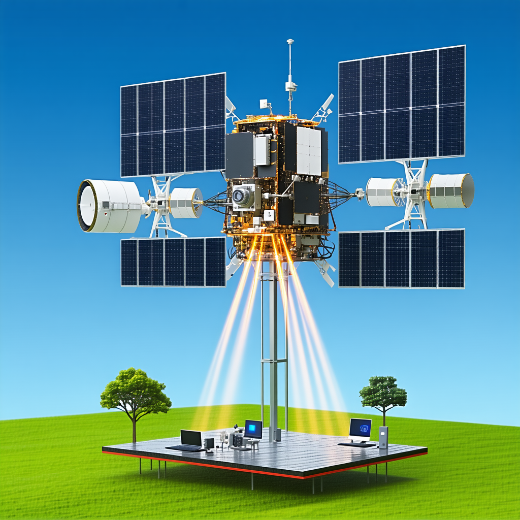 A Large Satellite Dish With A Computer And A Laptop Placed On Top Of It