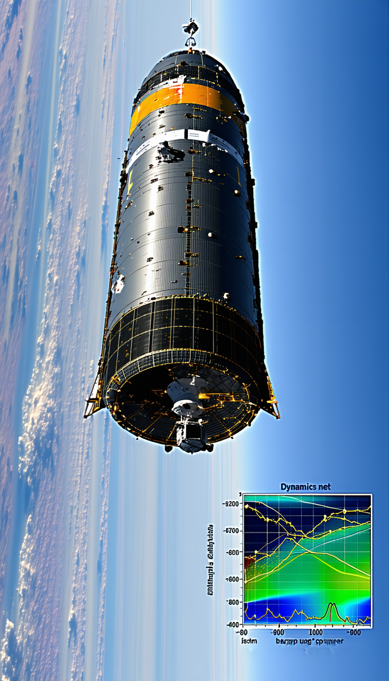 A Large Spacecraft, Possibly A Satellite Or A Space Shuttle, Flying High In The Sky