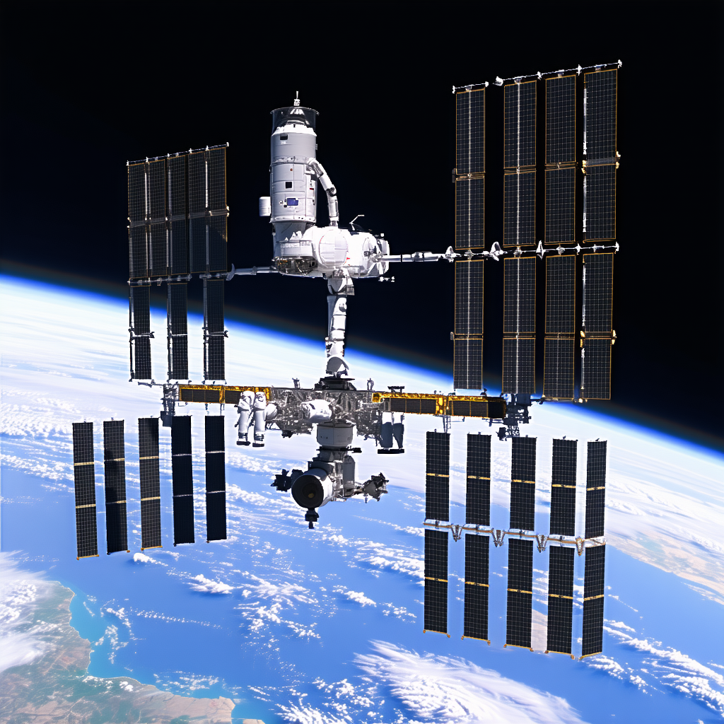 A Space Shuttle With A Large Satellite On Top Of It