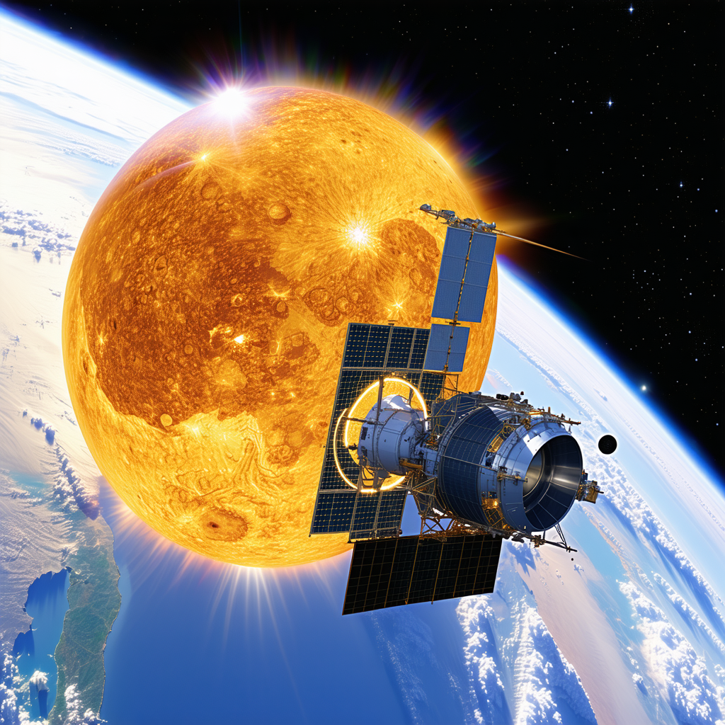 A Spacecraft With A Large Dome On Top, Flying Through The Sky