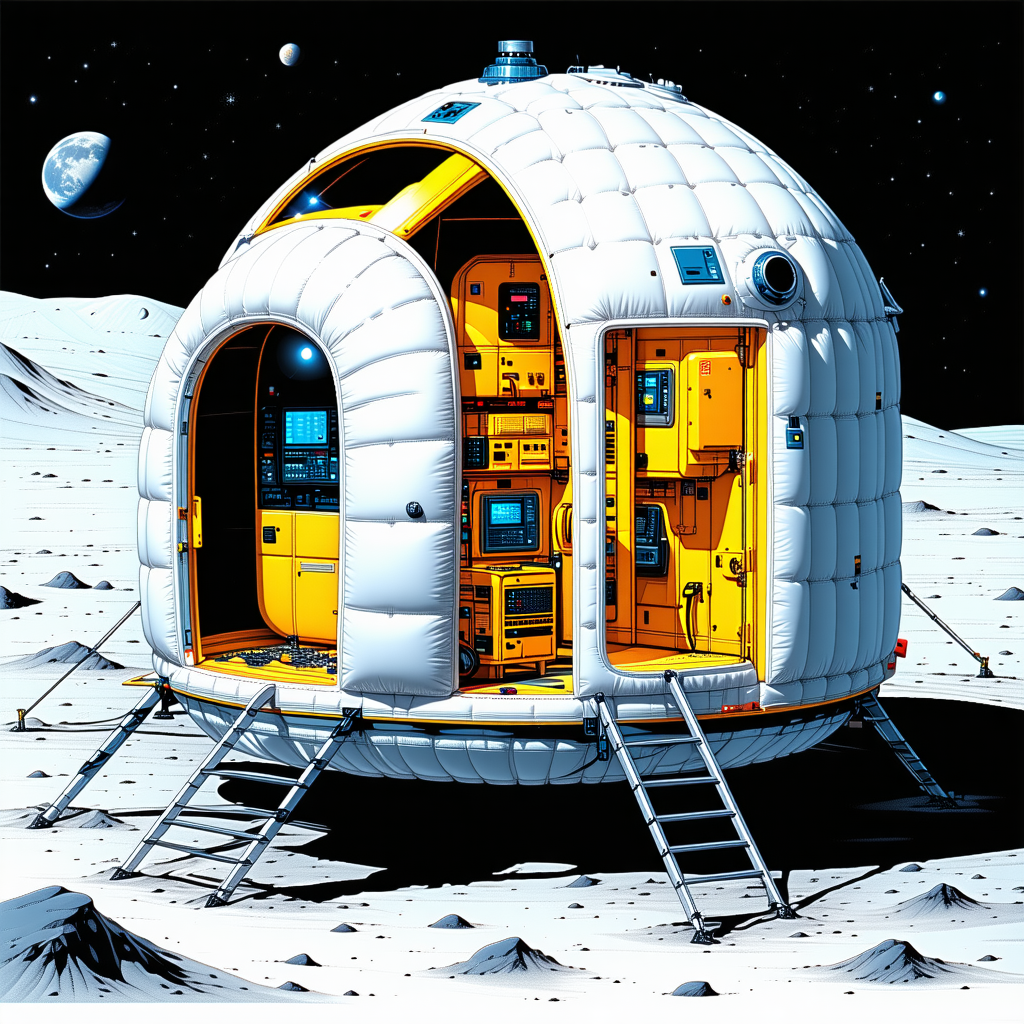 colorful illustration space station
