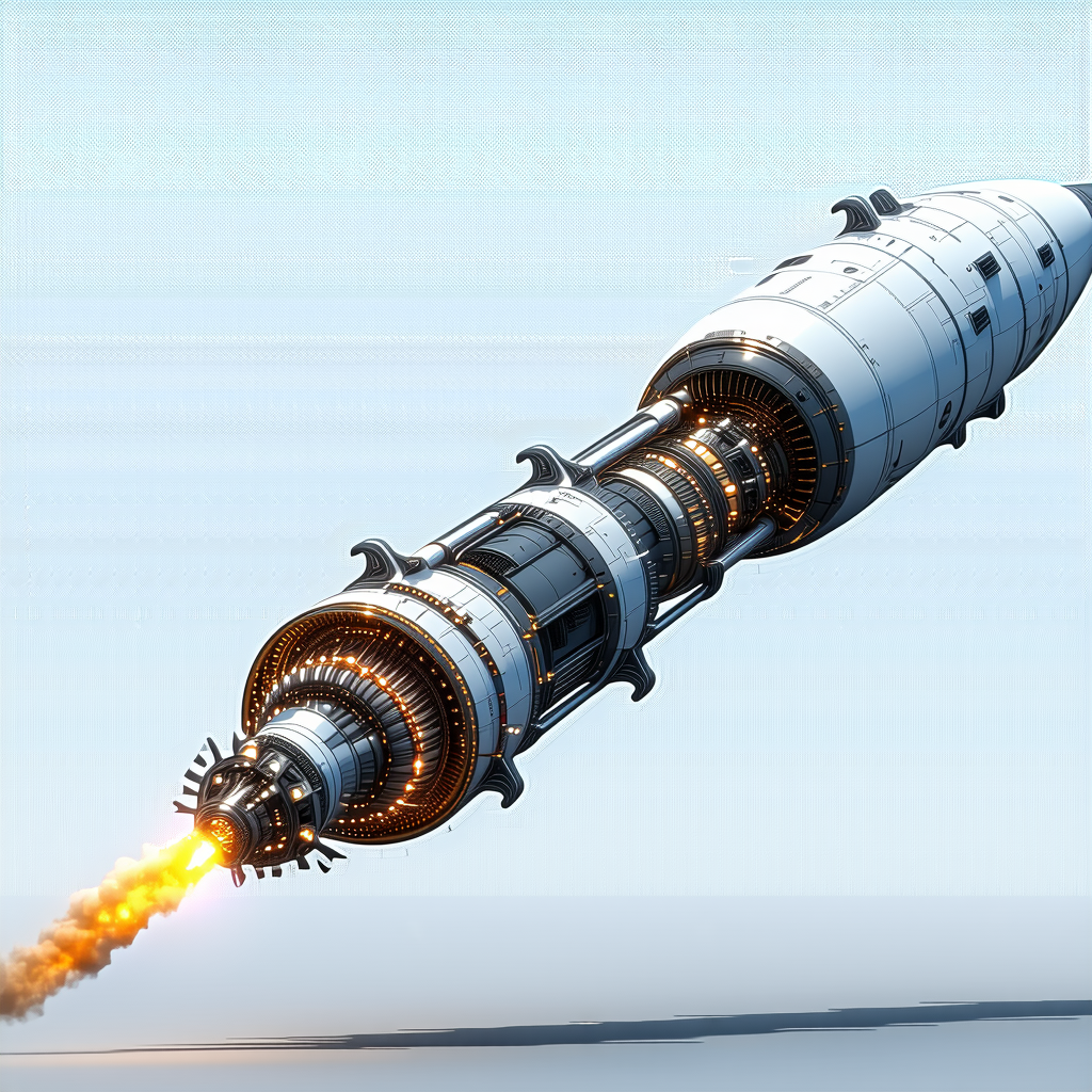 A Rocket Is Shown In A Close-up View, With Its Engine And Fuel System Visible