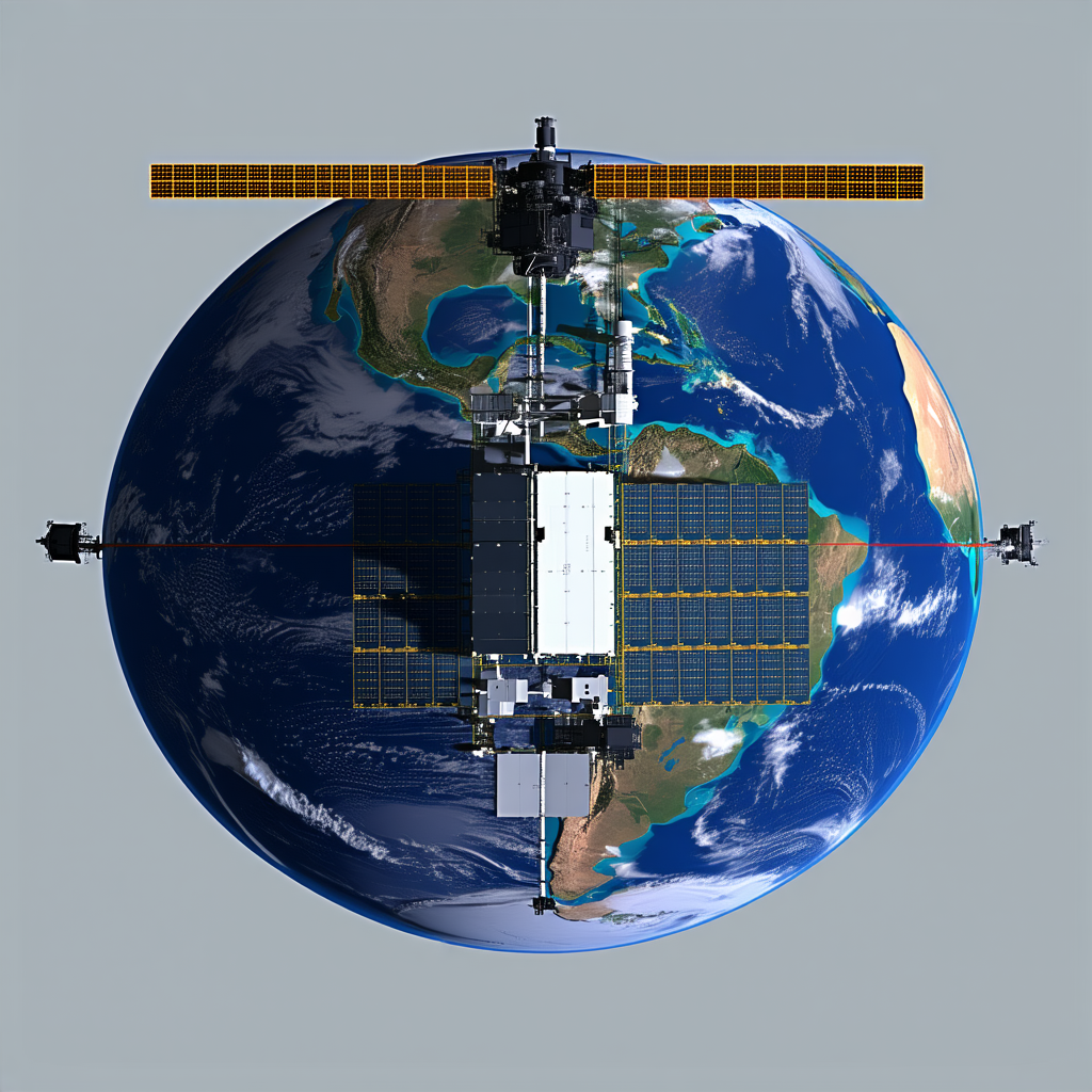 A Large Satellite Dish That Is Positioned Over The Earth
