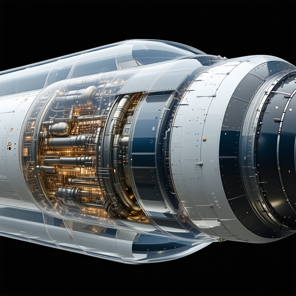 A Large, White, And Blue Engine Is Shown In A Close-up View