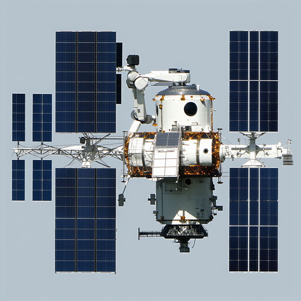 A Space Shuttle With A Large Solar Panel On Its Side