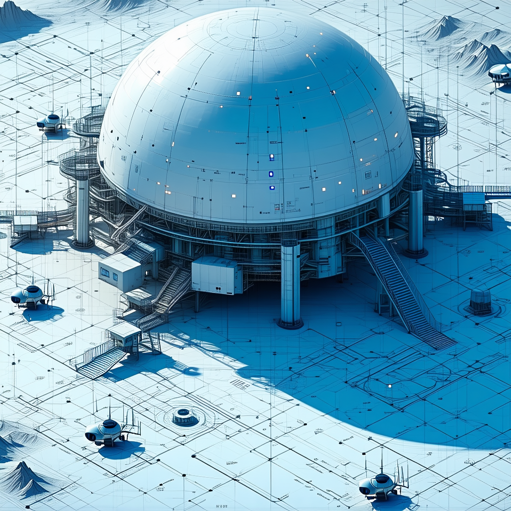 In The Image, There Is A Large, White, Dome-shaped Structure With A Staircase Leading To The Top