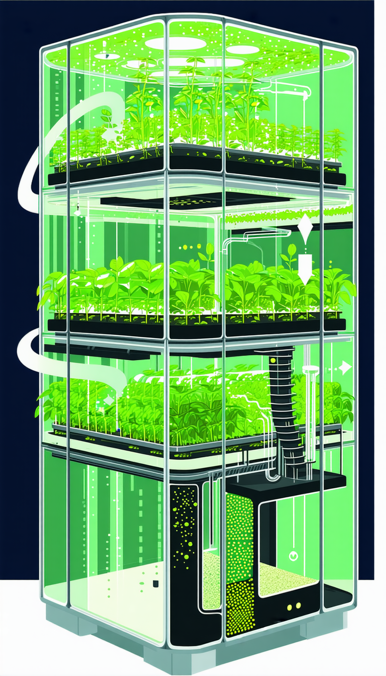 The Image Is A Colorful Illustration Of A Greenhouse Filled With Various Plants