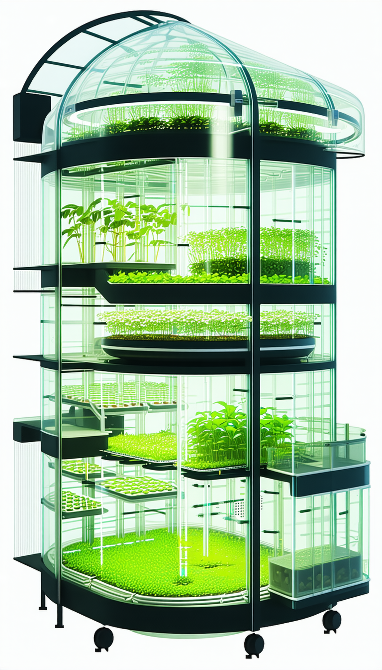 A Large, Multi-tiered Greenhouse Filled With Various Plants