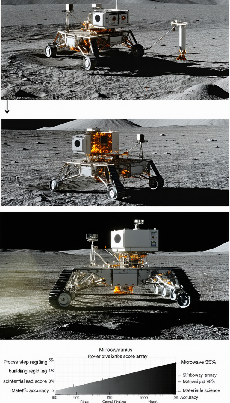 The Image Is A Split-screen View Of A Robotic Vehicle On The Moon
