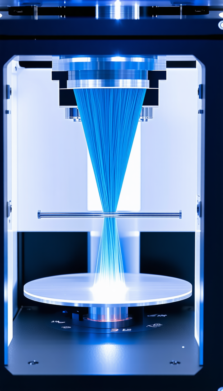 A Blue Plastic Cord Is Being Extruded From A Machine