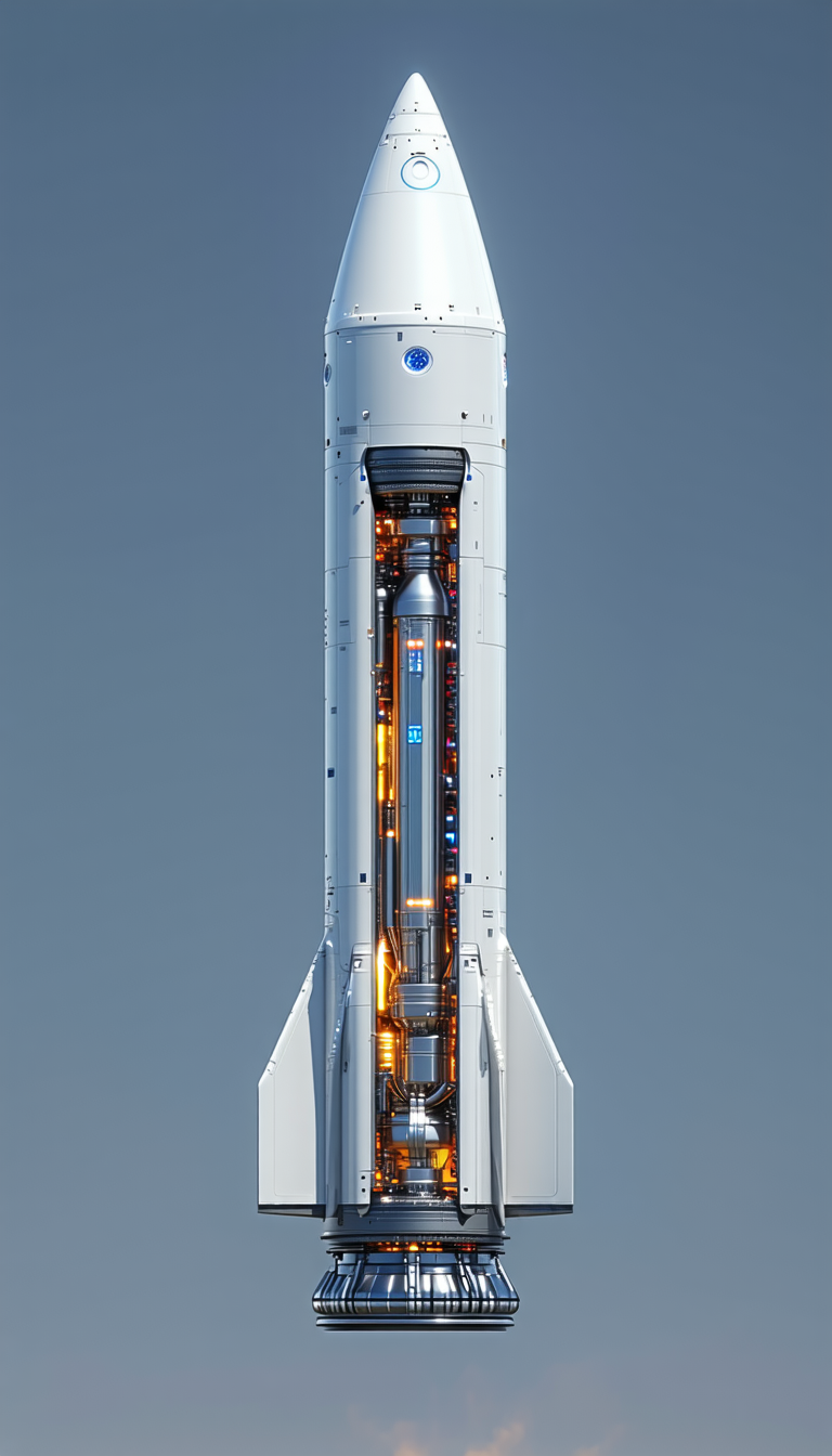 A White Rocket Ship Is Shown In A 3d Model
