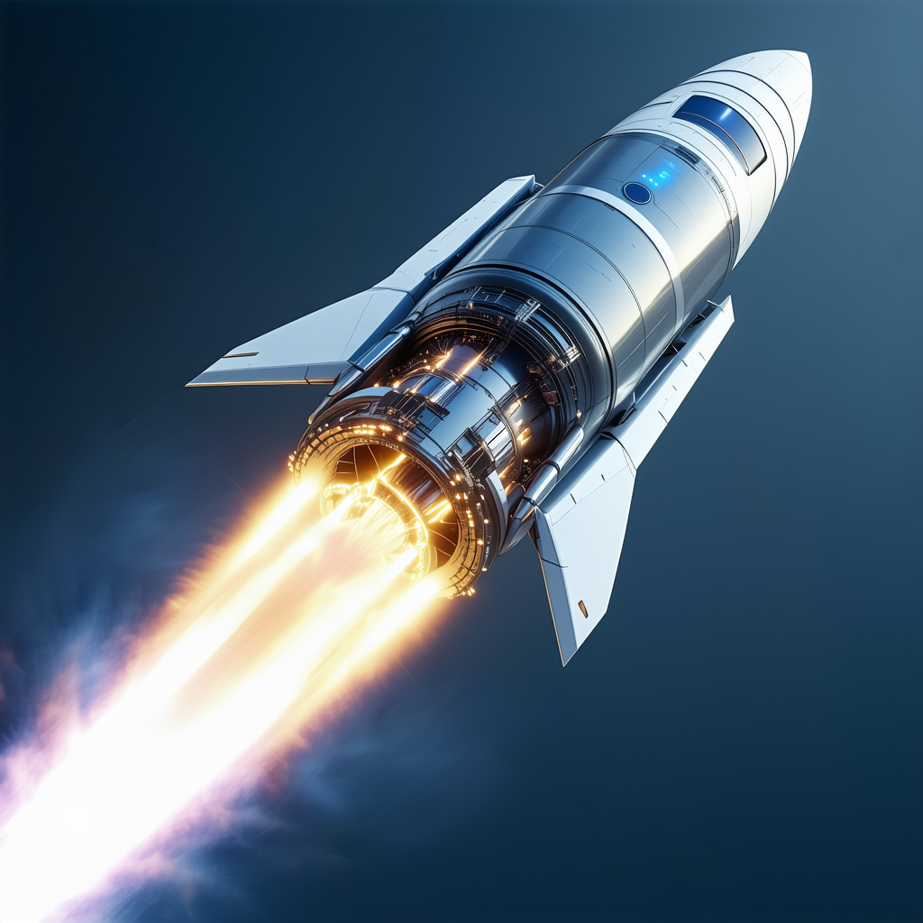 A Rocket Is Shown In A Close-up Shot, With Its Engine And Exhaust Visible