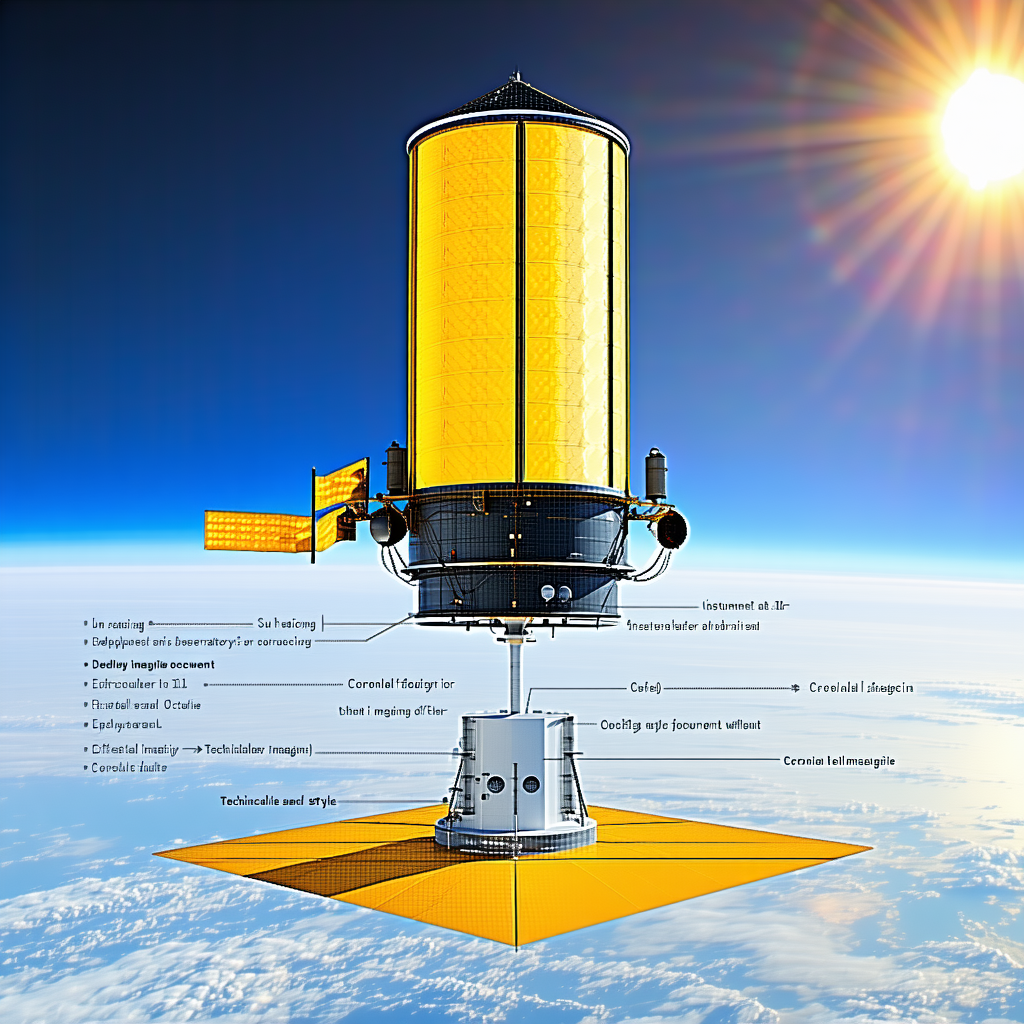 A Yellow Satellite On A Yellow Platform, Which Is Located On A Blue And White Earth