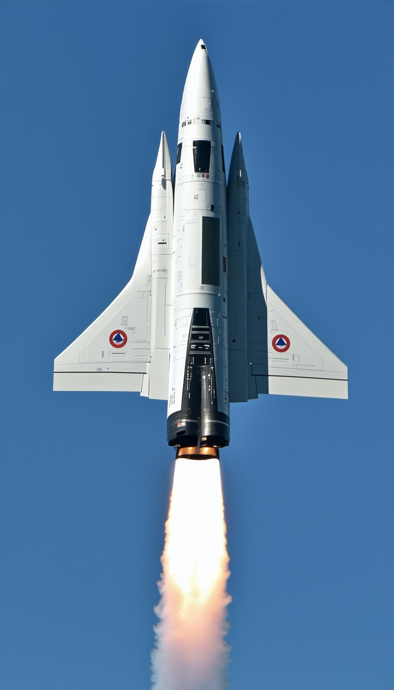 A White Fighter Jet Is Flying Through The Sky, Leaving A Trail Of Smoke Behind It