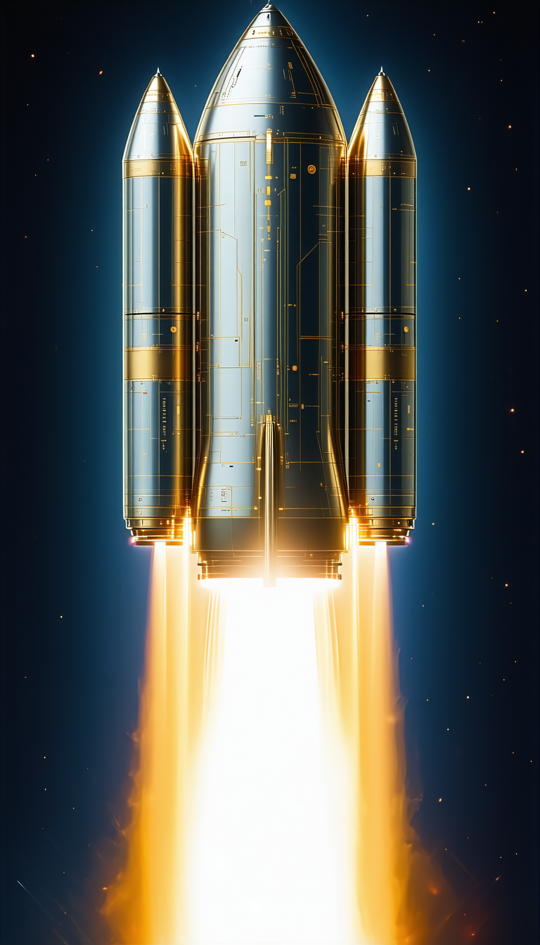 A Rocket Launching Into The Sky, With Its Tail End Visible