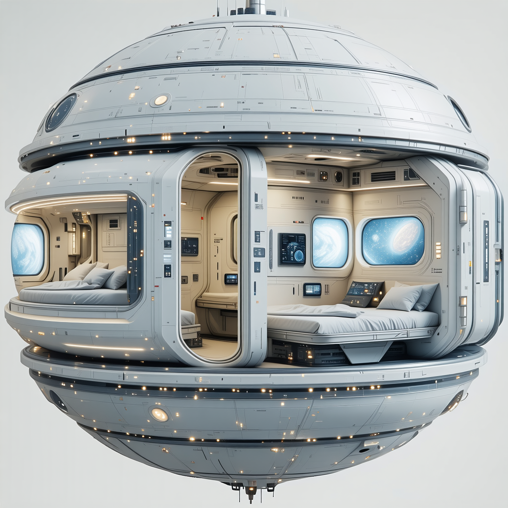 A Futuristic Spacecraft With A Large, Round, White Dome On Top