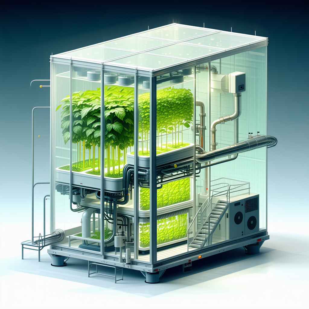 A Large, Futuristic Greenhouse With A Variety Of Plants Growing Inside