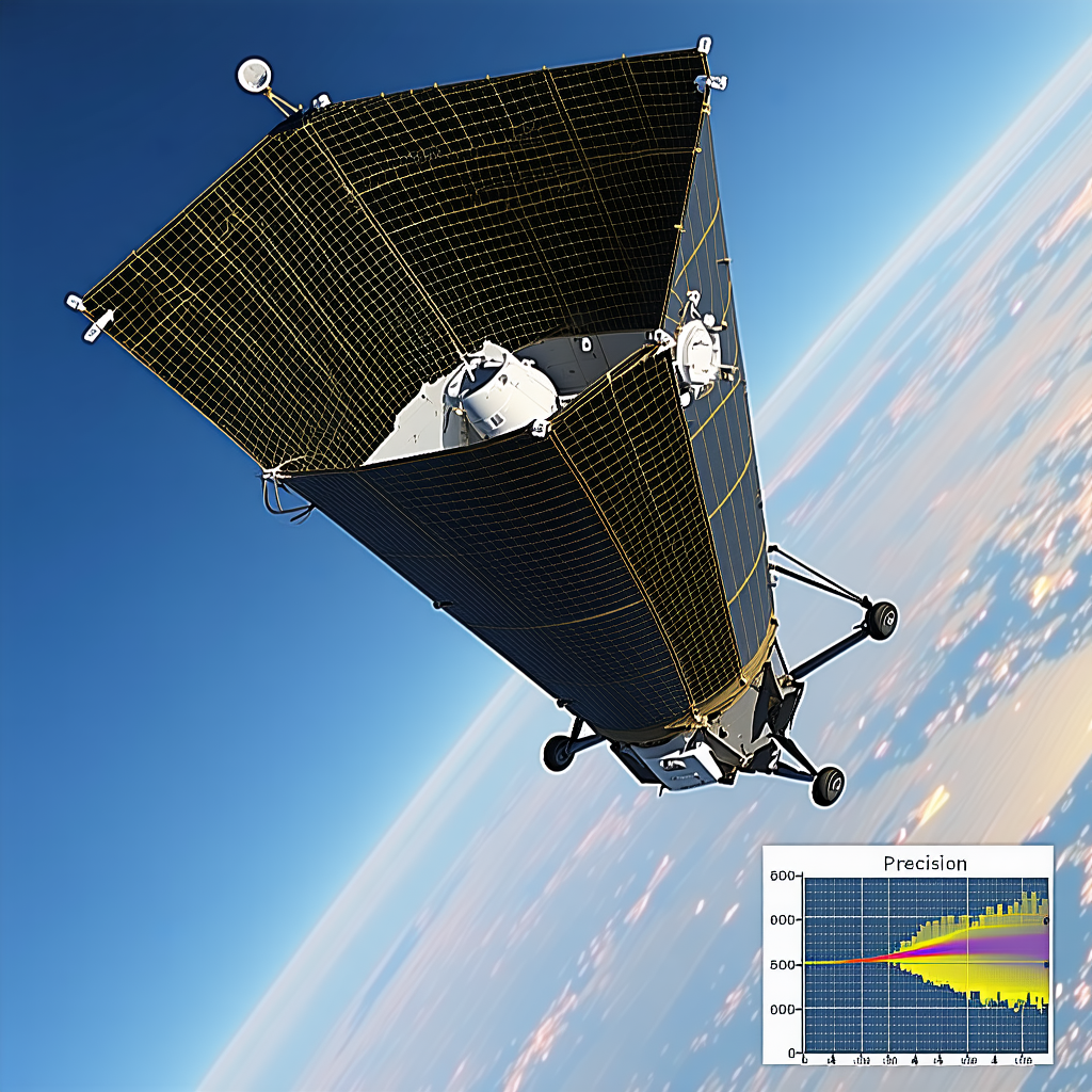 A Spacecraft Is Flying Through The Sky, With A Large Dome-shaped Structure On Top Of It
