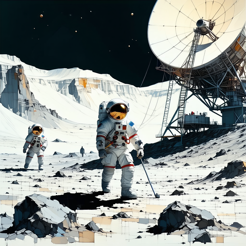 In The Image, There Are Three Astronauts Standing On The Moon's Surface