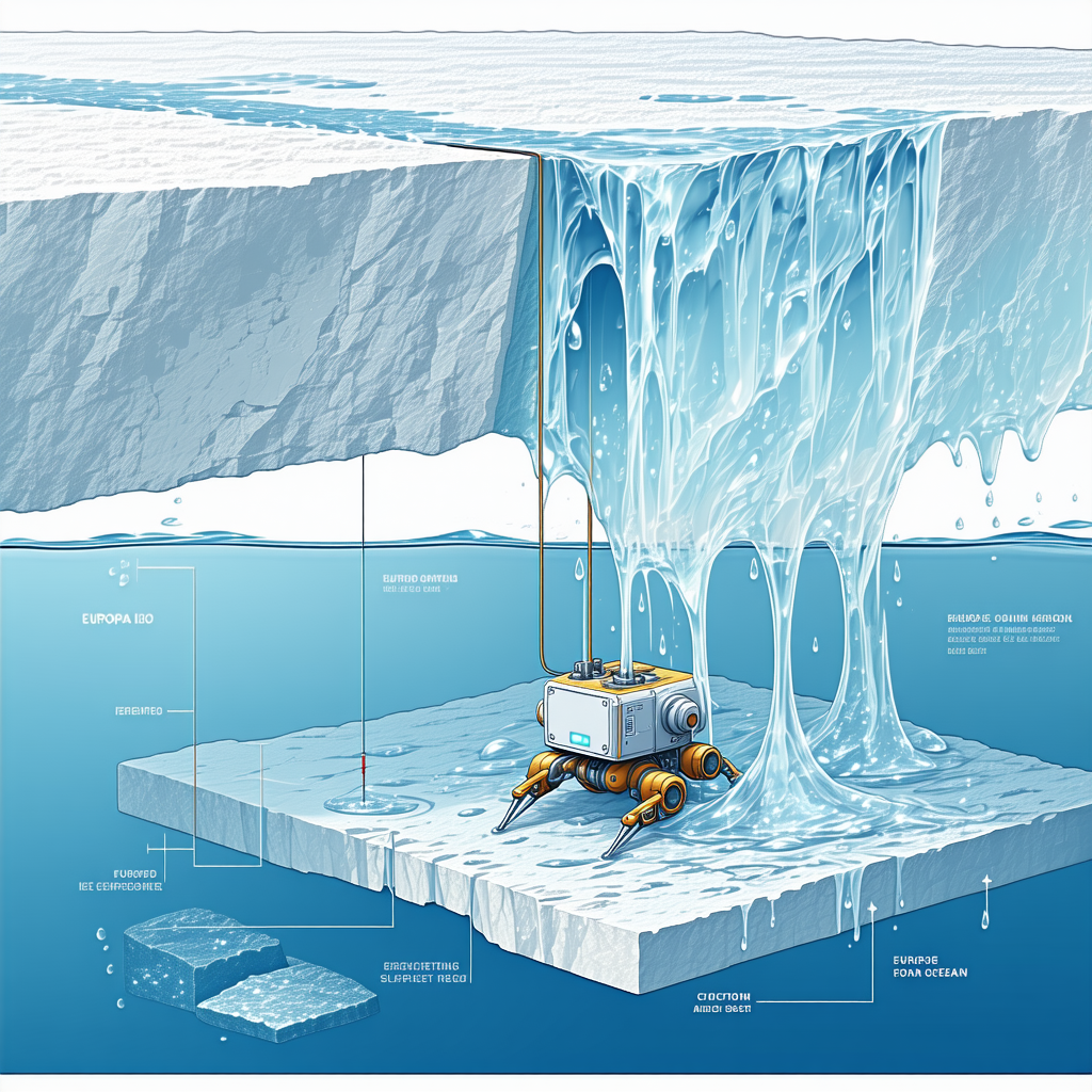 The Image Is A Cartoon Drawing Of A Robot Submerged In A Frozen Lake