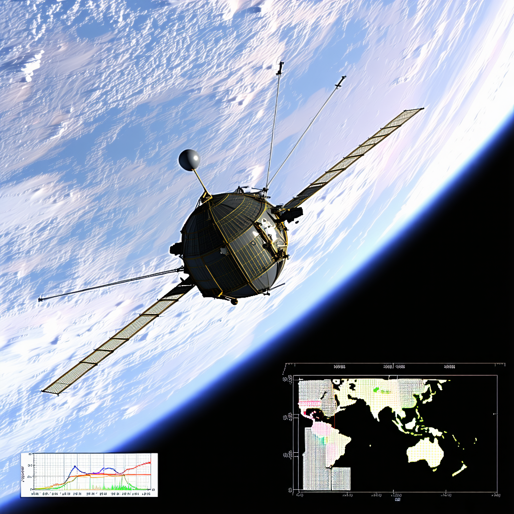 A Spacecraft Is Shown In The Image, Flying Through The Air And Over The Earth