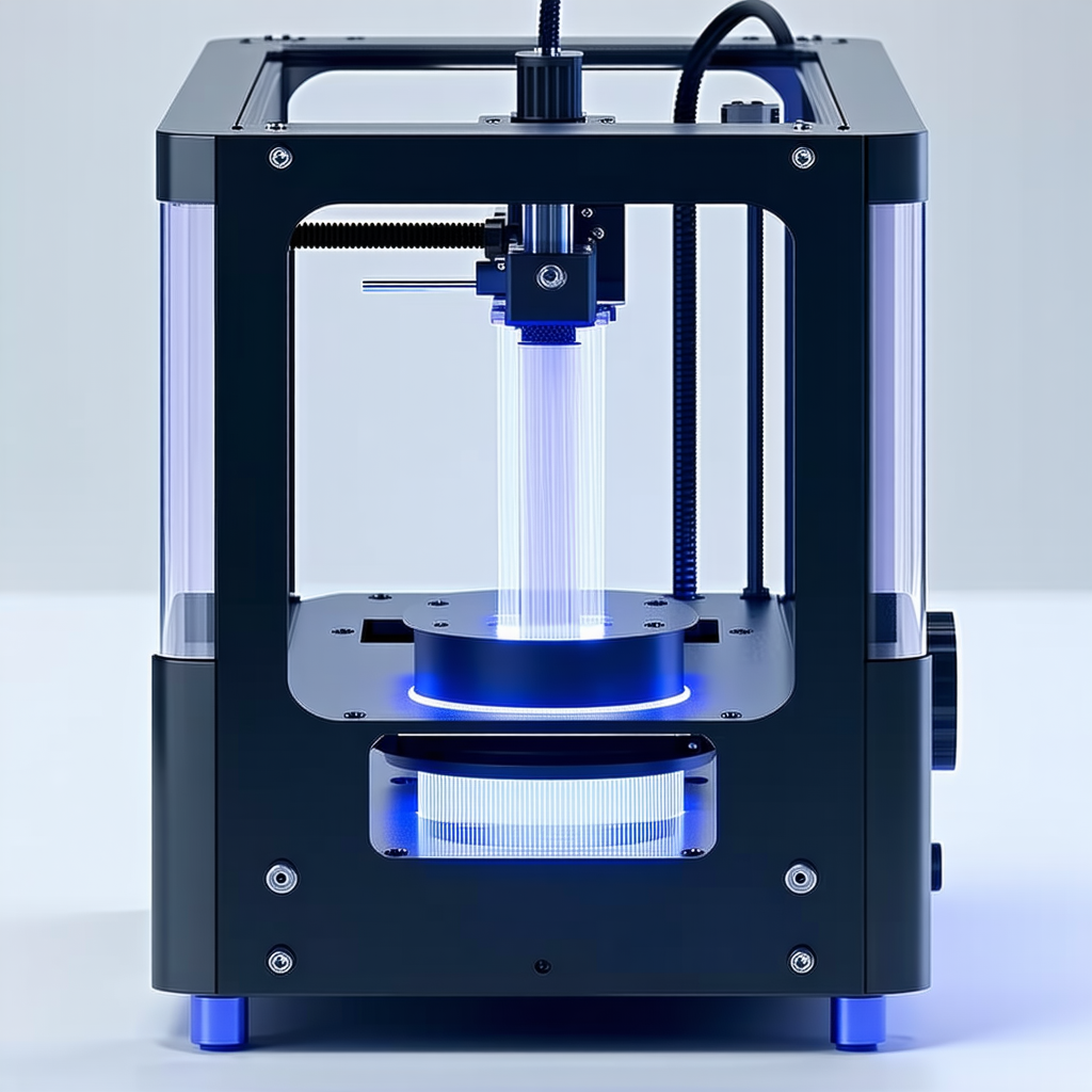 A Large, Blue, Three-dimensional Printer With A Clear Plastic Window On The Front