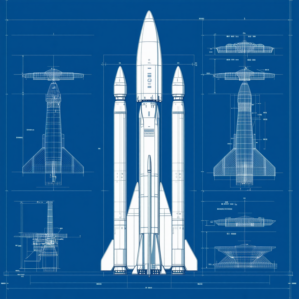 A Blue Drawing Of A Rocket Ship Is Displayed