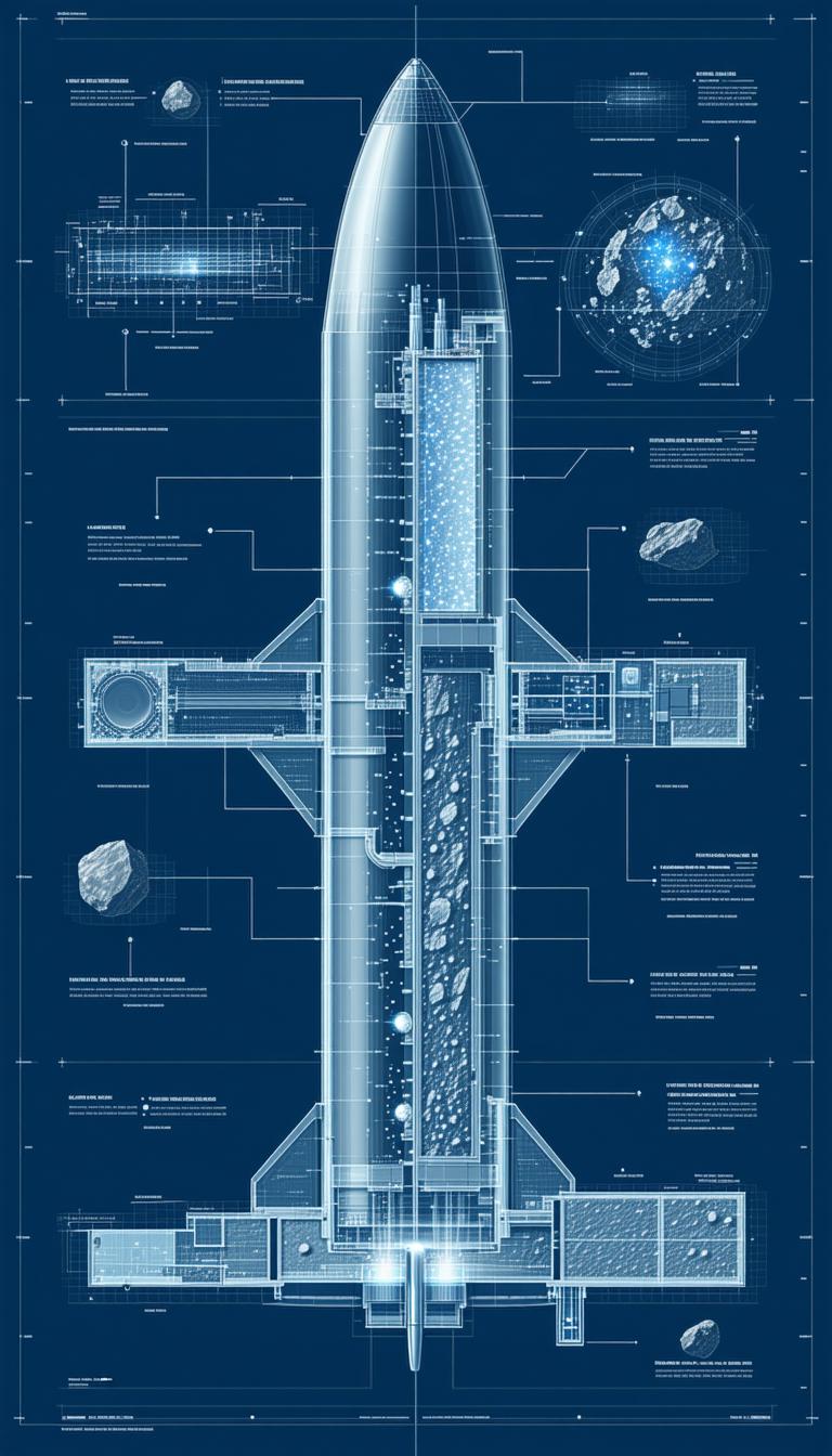A Large Blue Diagram Of A Space Shuttle Is Displayed On A Blue Background