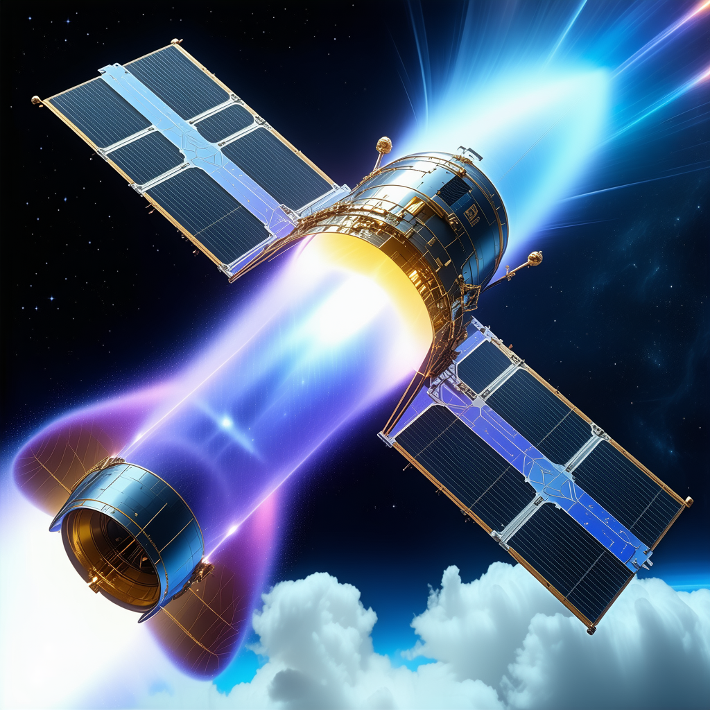 In The Image, There Is A Spacecraft With A Large Satellite Dish On Top Of It
