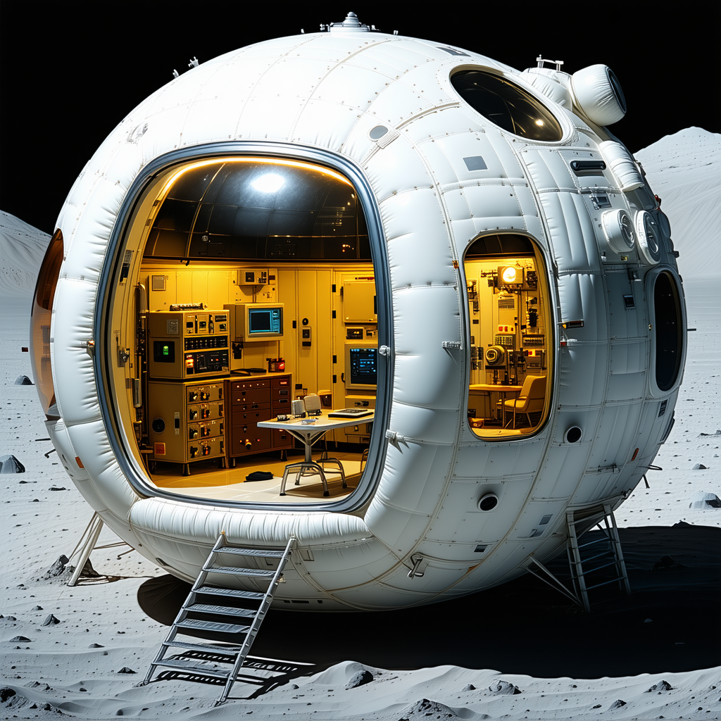 A White, Round Spacecraft With A Large Window On The Side