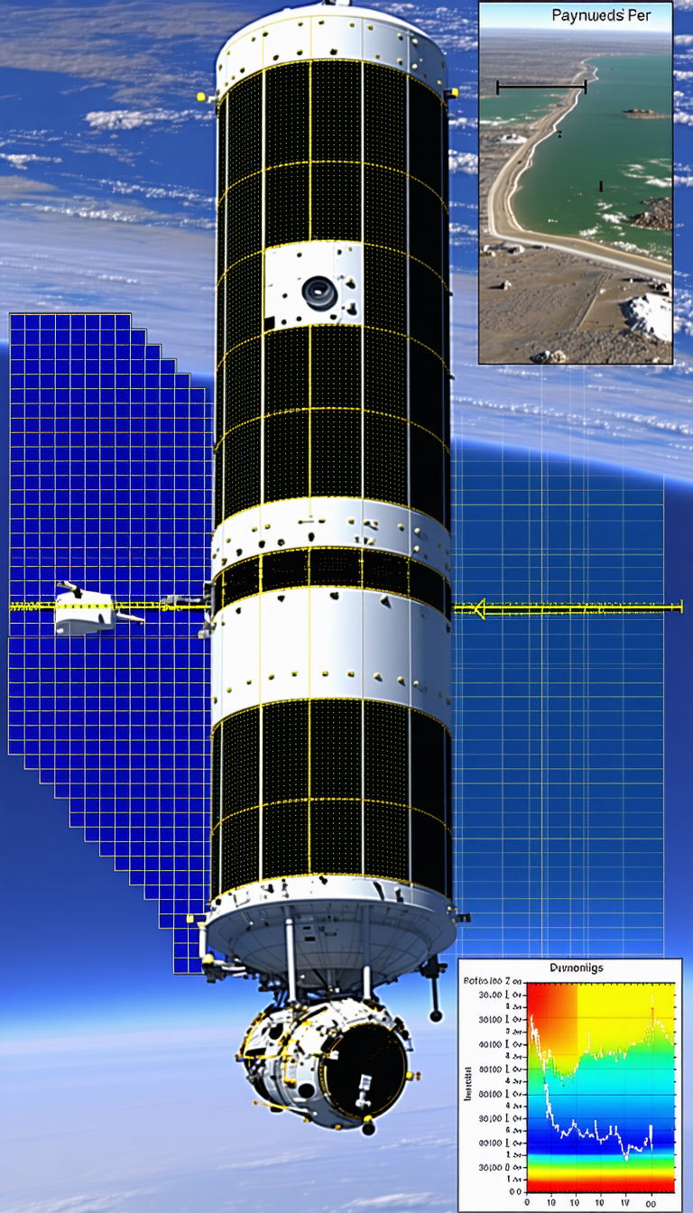 A Large Spacecraft Is Shown In A Close-up View, With A Blue Background