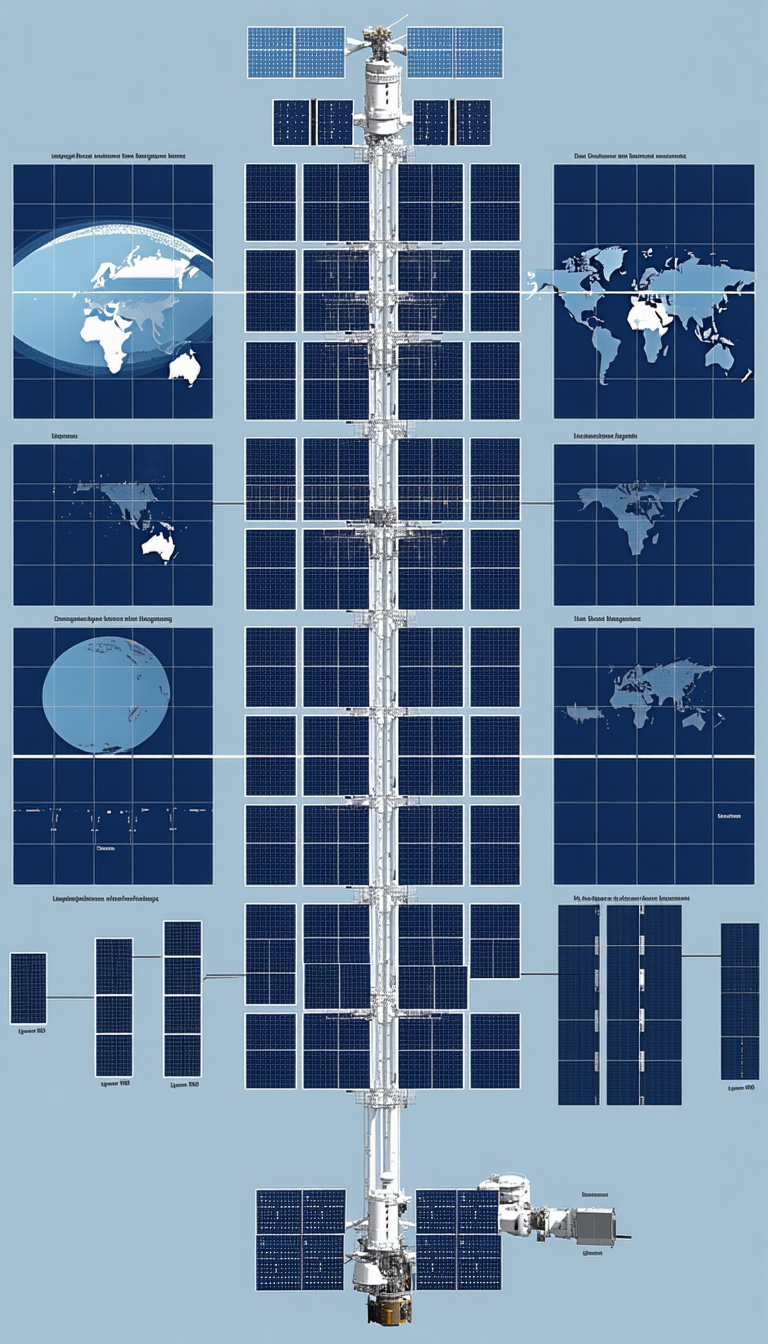 The Image Is A Blue And White Poster That Features A Solar Panel System