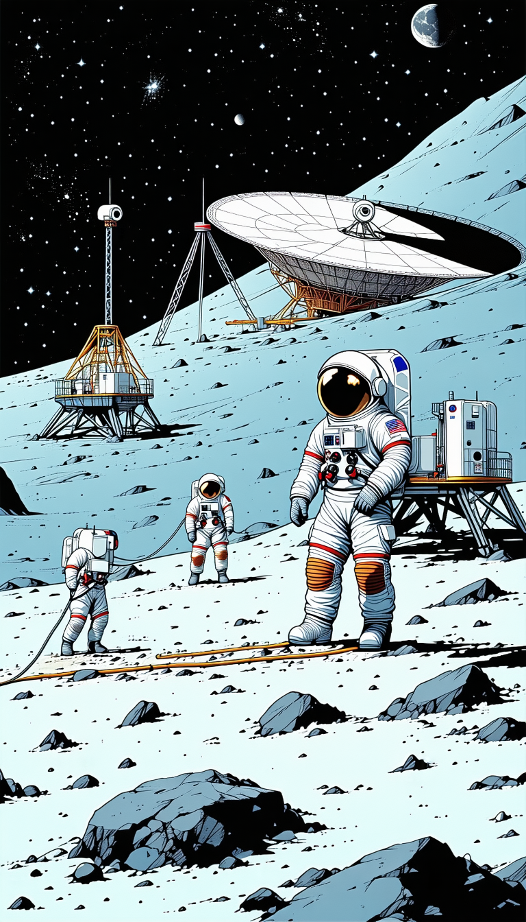 In The Image, There Are Three Astronauts Standing On The Moon