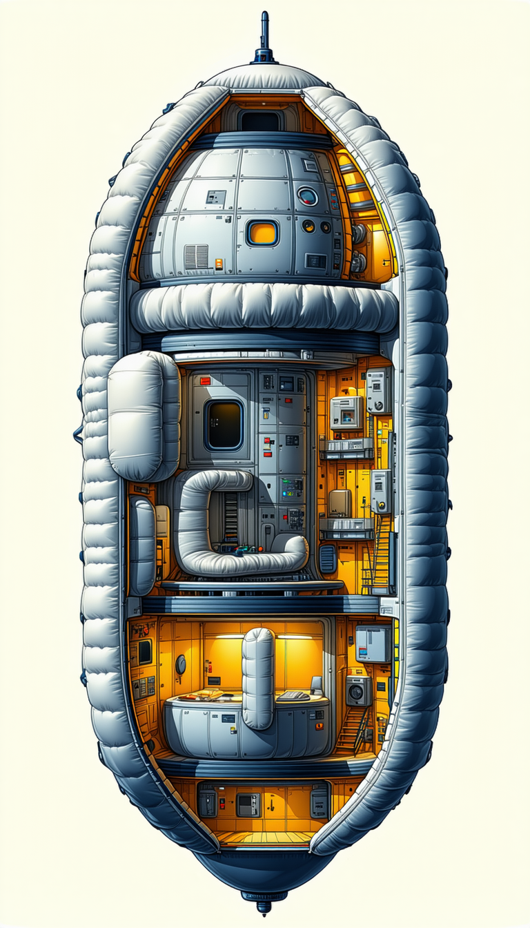 In The Image, There Is A Large White Spacecraft With A Hollowed-out Interior