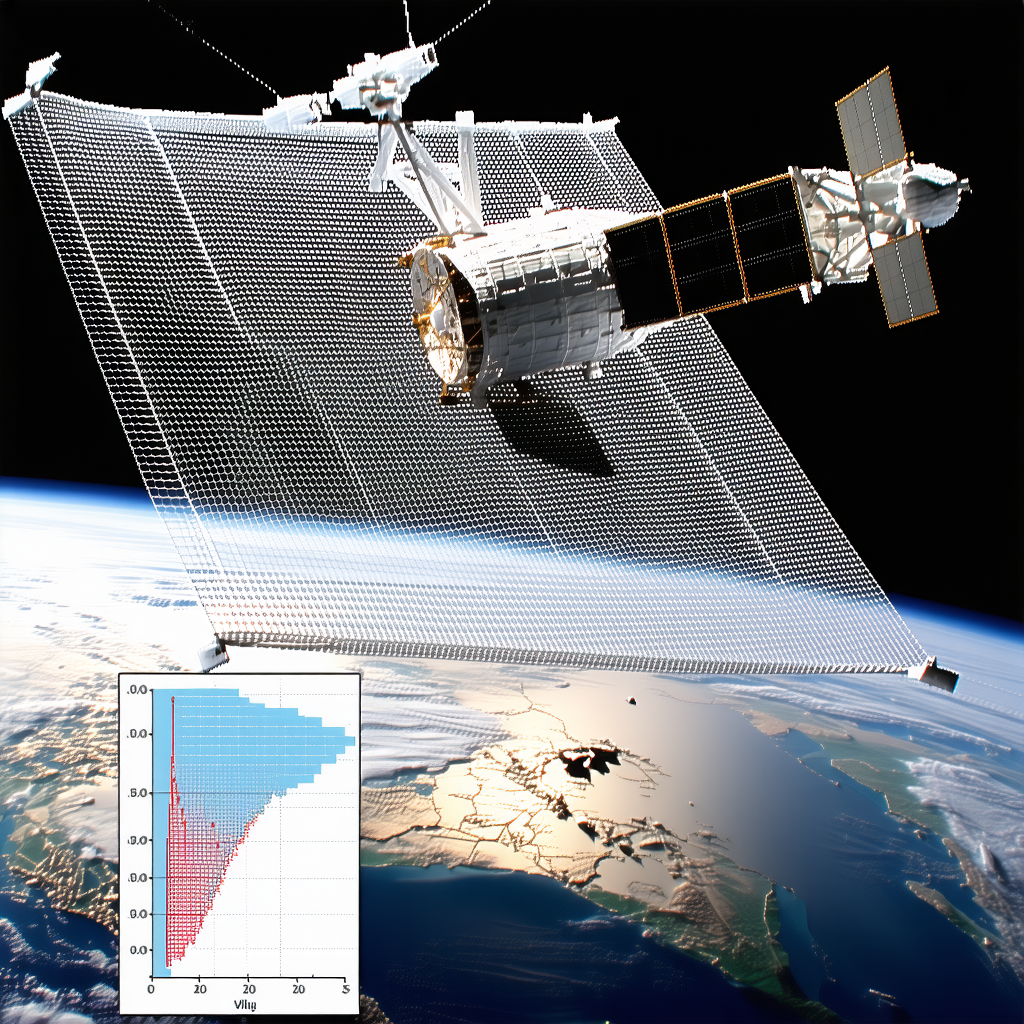 A Large Satellite, Possibly A Space Shuttle, Flying Over A Blue Planet