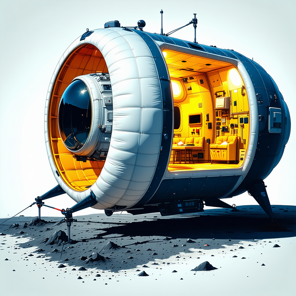 A Large White And Yellow Spacecraft Is Shown In A Close-up View