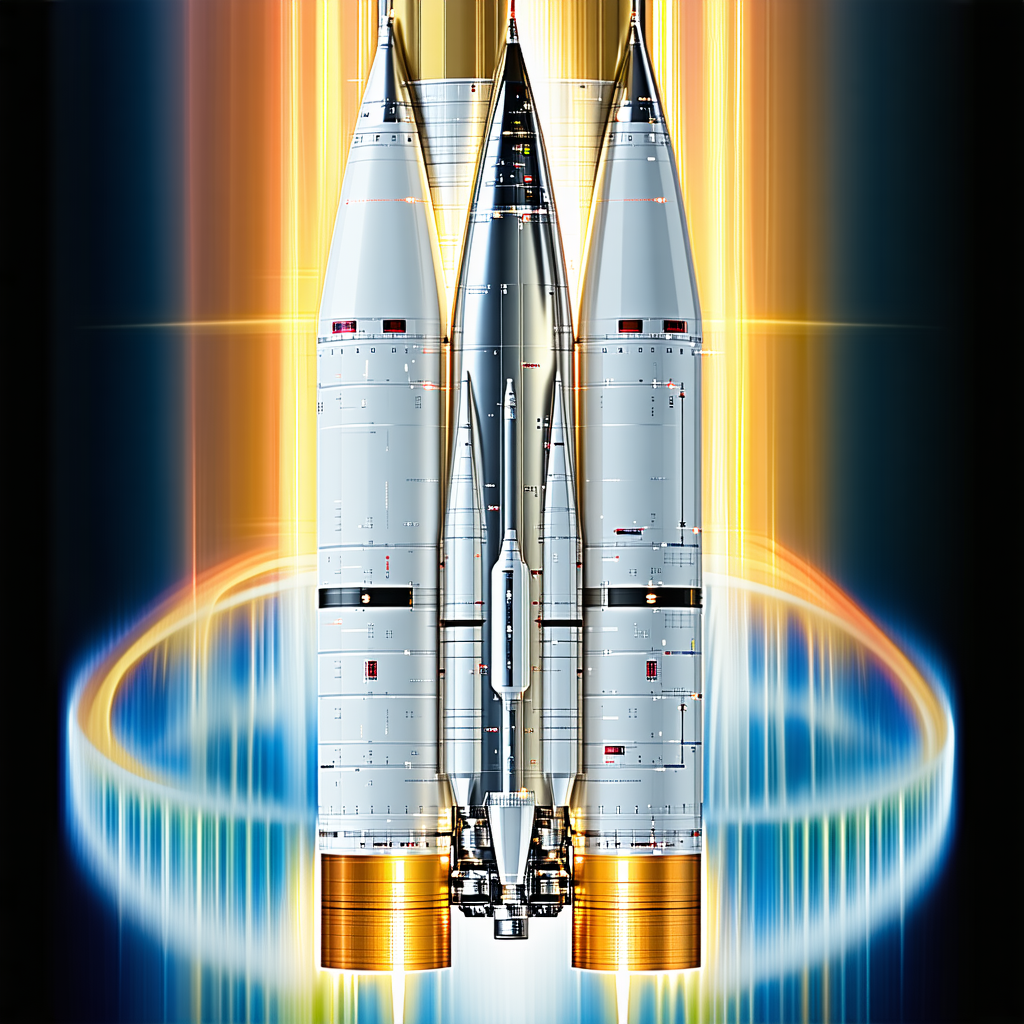 A Rocket Ship With Two Large Rockets Attached To Its Side