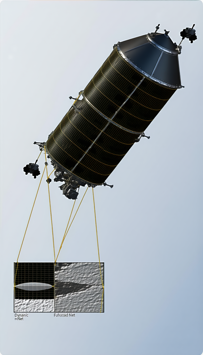 A Large Satellite Is Being Transported By A Crane