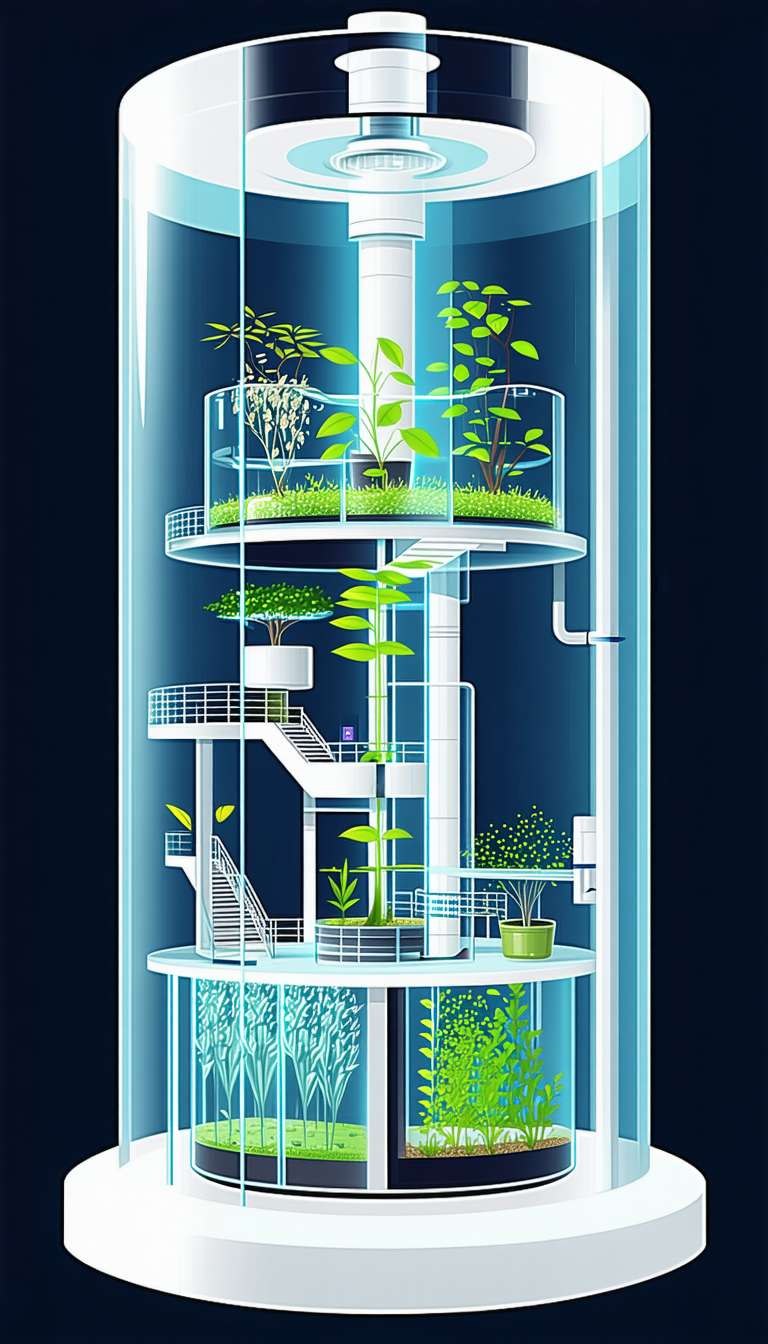 A Large, Multi-level Greenhouse Is Filled With Various Plants