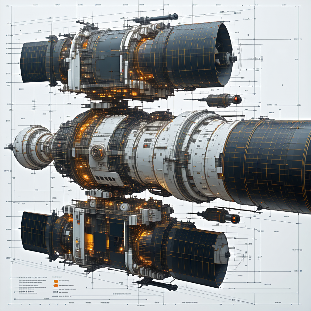 detailed drawing large engine