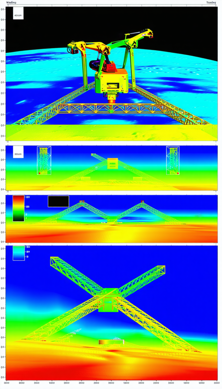 The Image Is A Three-part Graphic Illustration Of A Large Crane